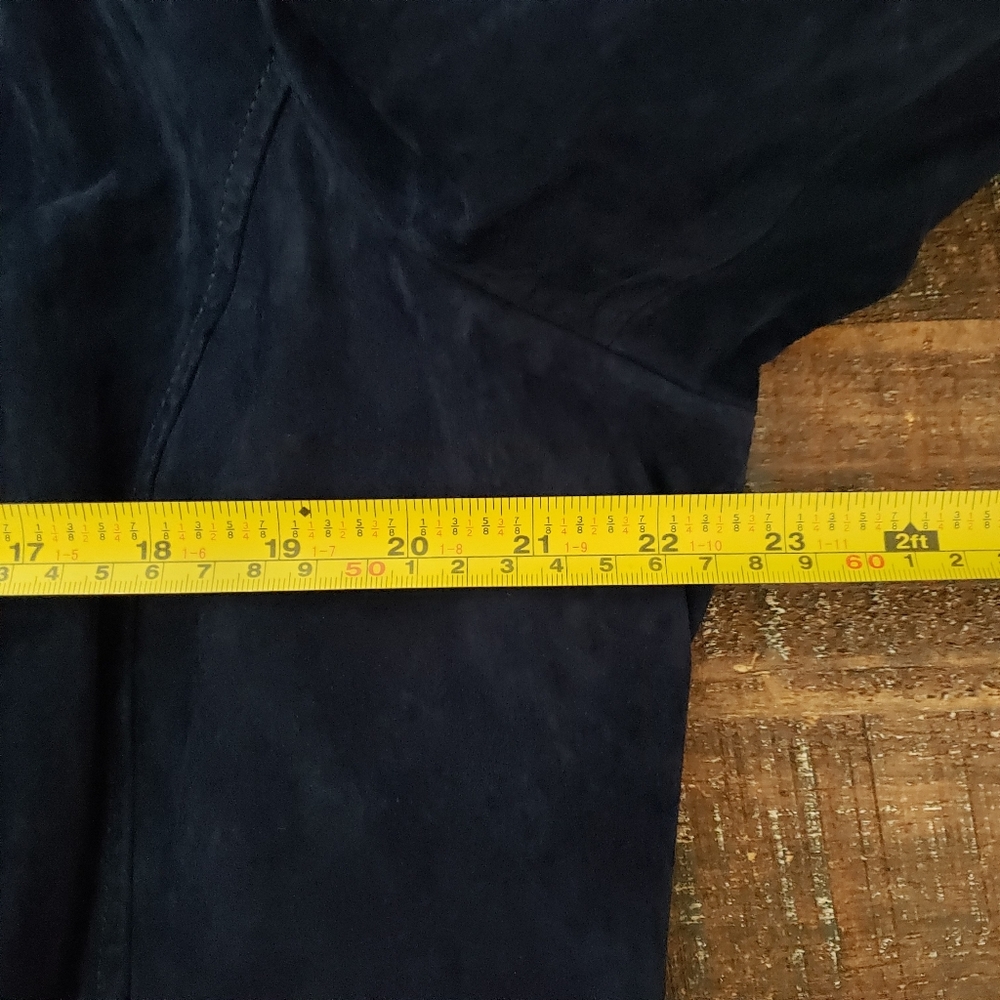 Isaac Mizrahi Live Suede Moto Motorcycle Jacket Printed Lining New Sz 18W Blue - Picture 9 of 11